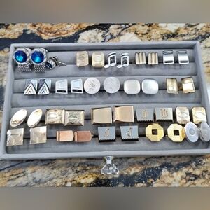 Elegant Cufflink Collection with Blue Accents 20 Pair